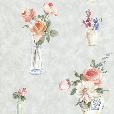  田园花纹壁纸墙布 