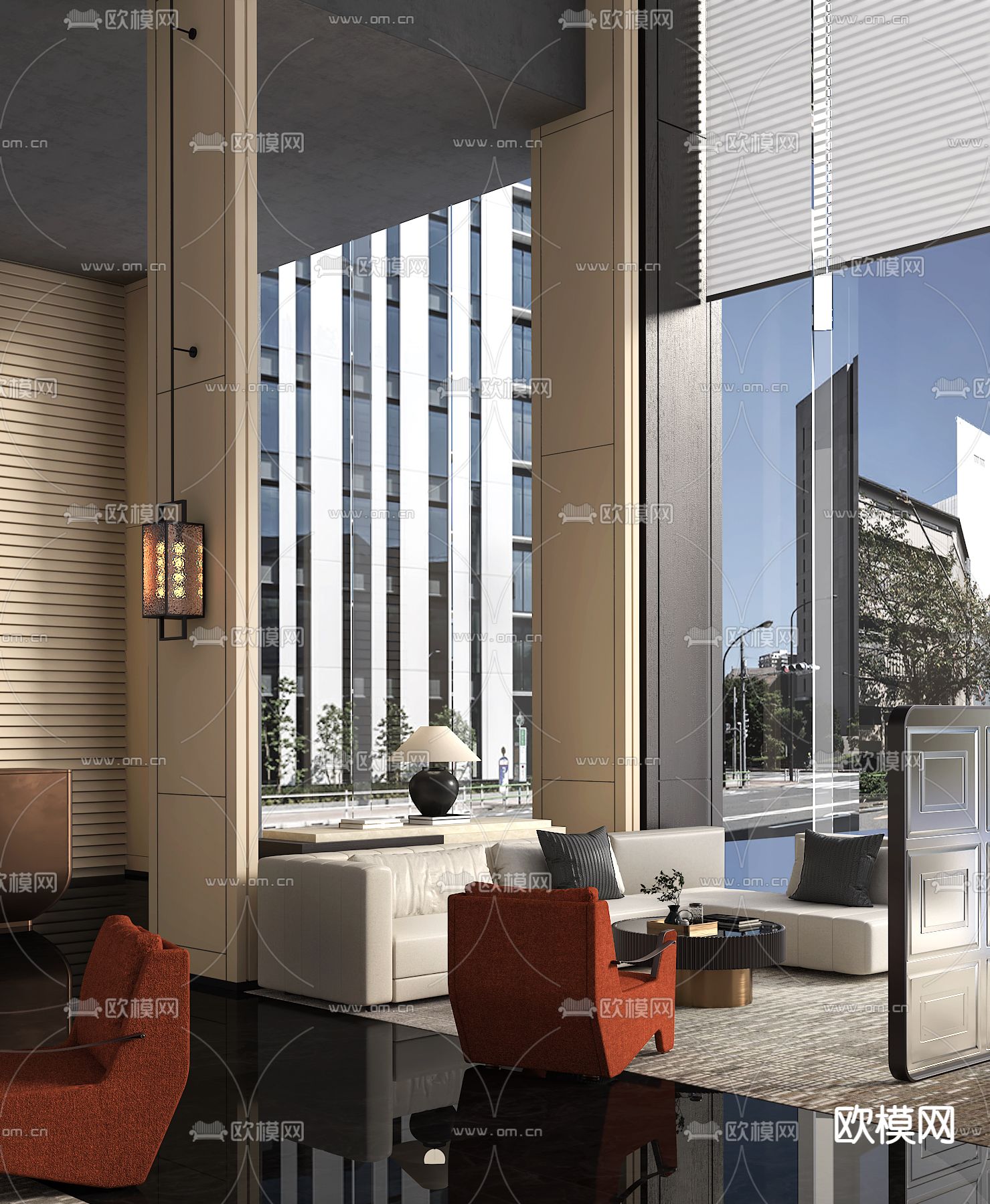 轻奢售楼处洽谈区3d模型下载