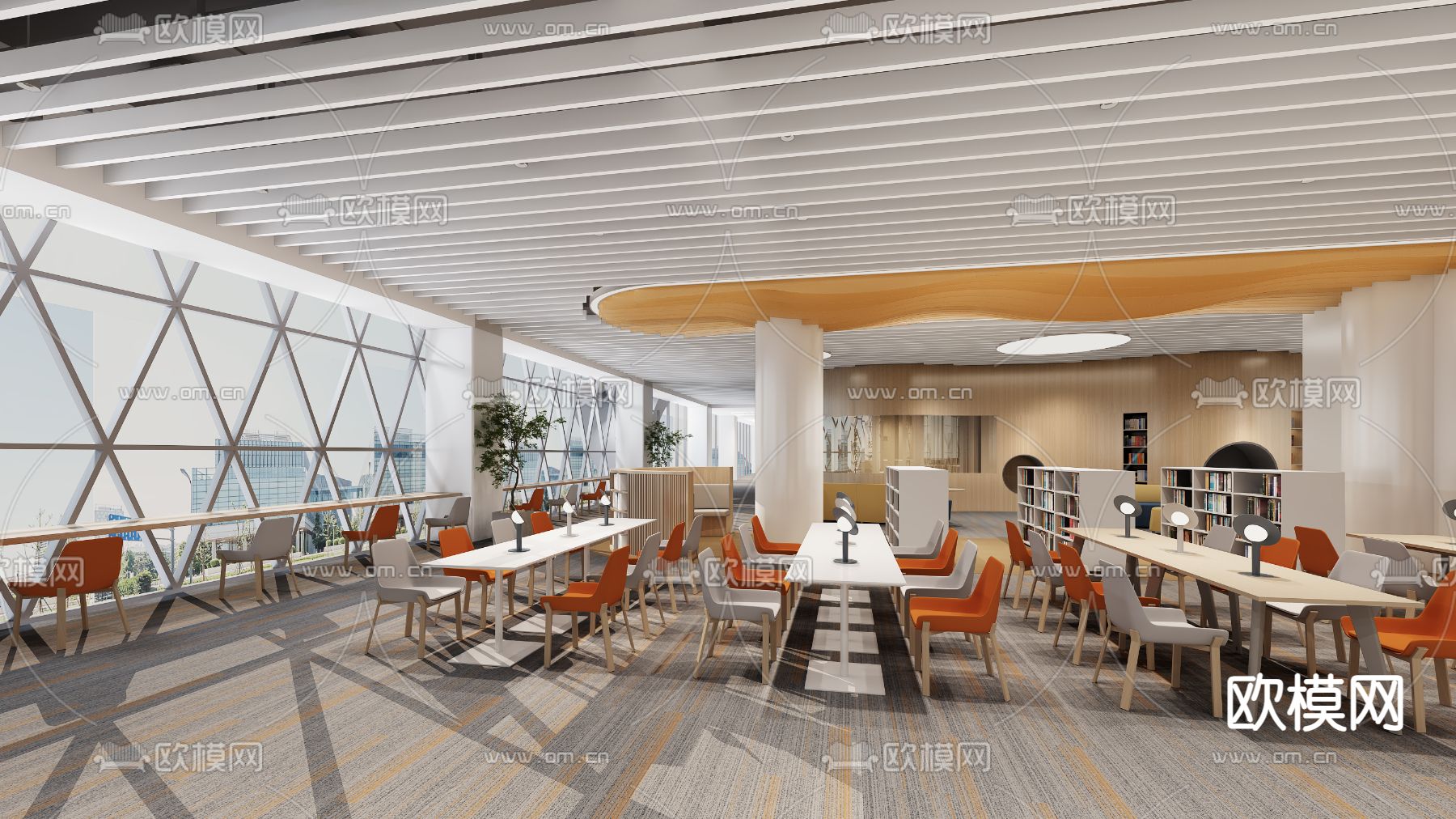 图书馆 阅读区3d模型下载