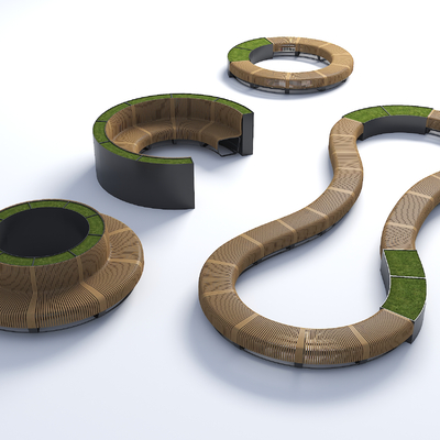  景观凳 户外座椅 景观椅su模型 