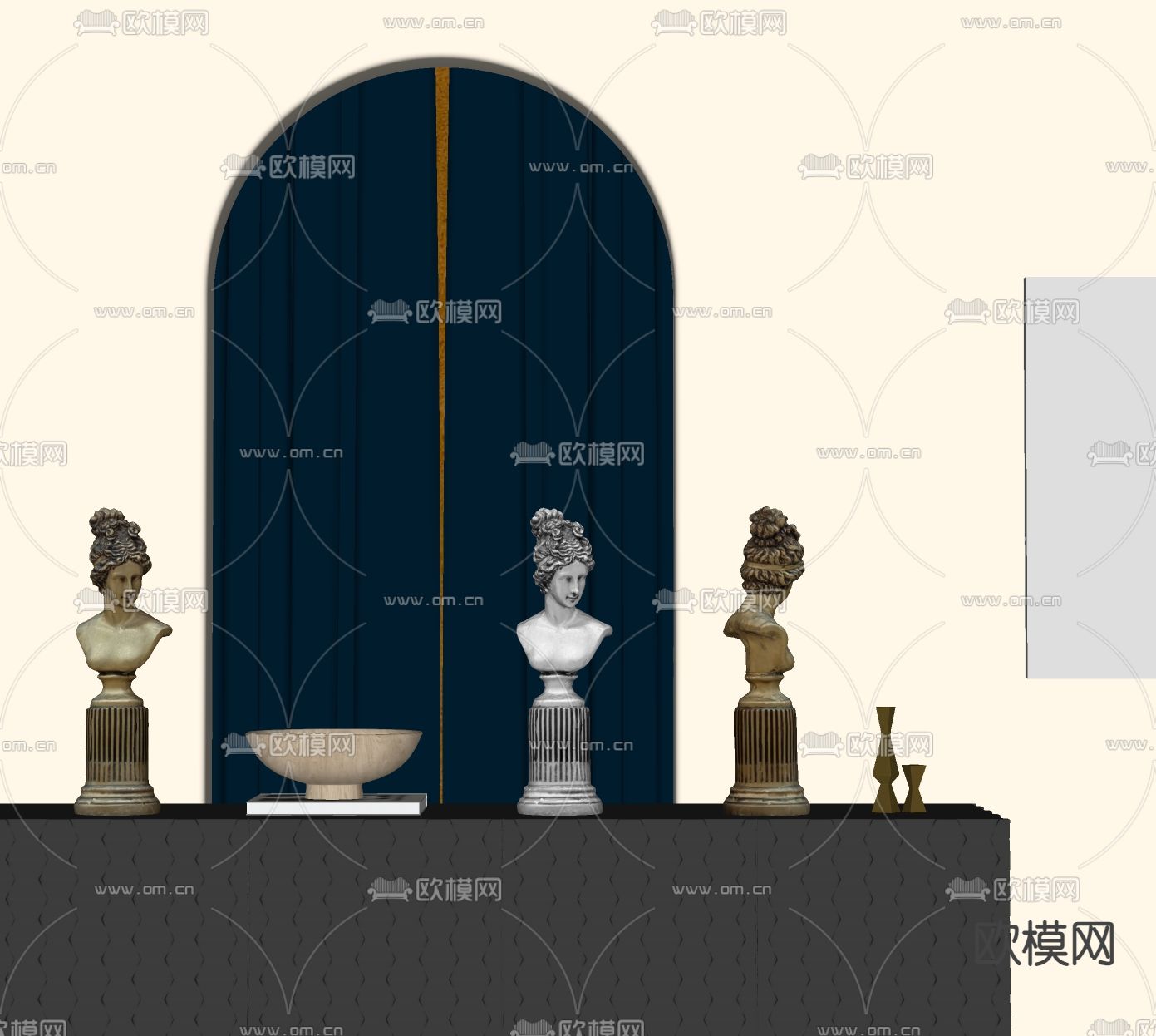 北欧石膏雕塑 人物雕像 芙丽雅su模型下载（渲染图2）