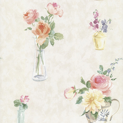  田园花纹壁纸墙布 