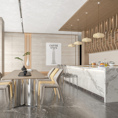  现代茶水间 办公休息区su模型 