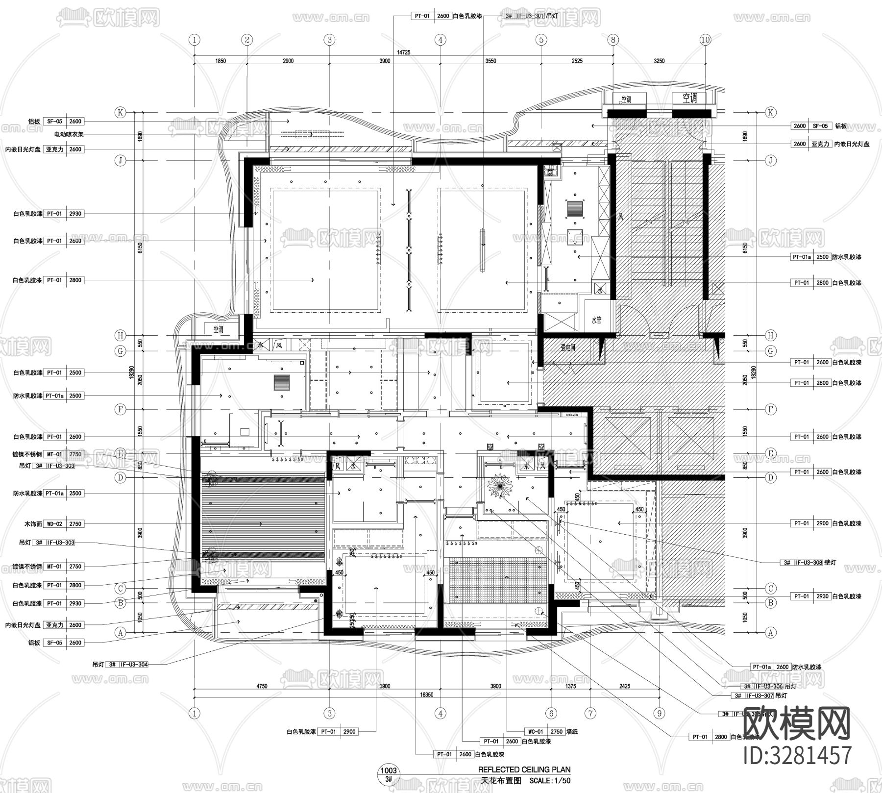 家具布置强电弱电给排水插座空调布局cad施工图下载（渲染图6）