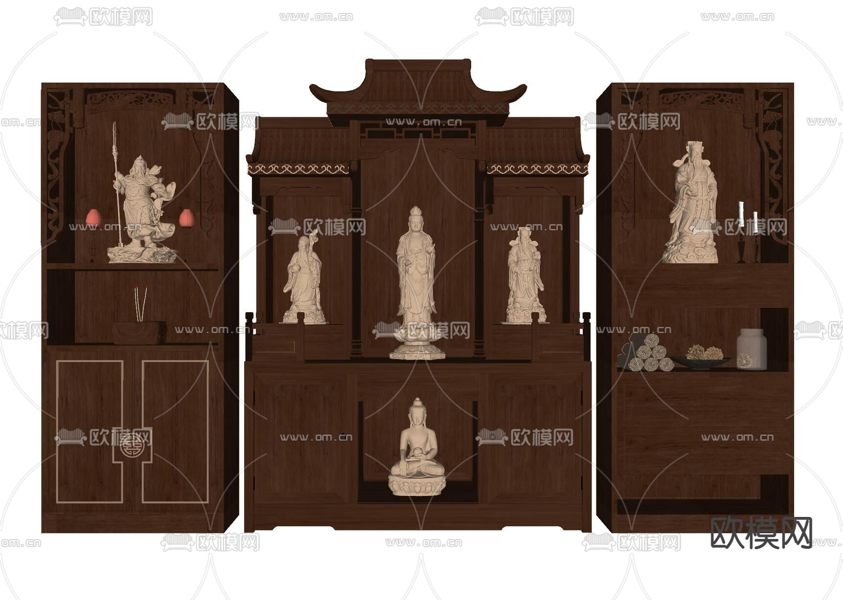 新中式佛龛 祭台 供奉台su模型下载（渲染图1）