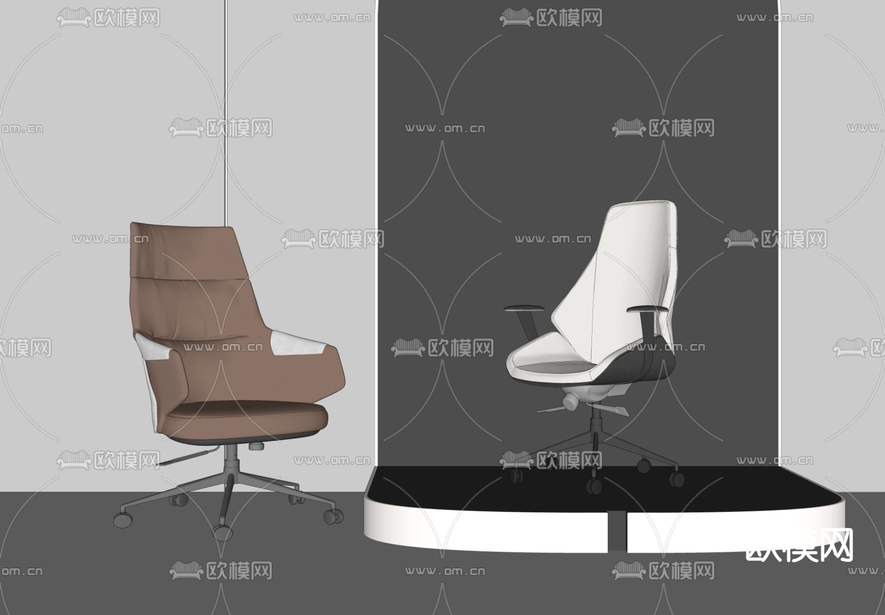 转椅 大班椅 升降办公椅su模型下载（渲染图2）