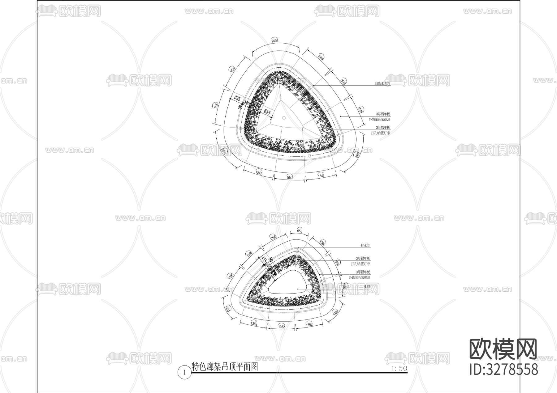 特色廊架cad大样图下载（渲染图4）