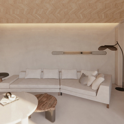  侘寂风客厅 民宿su模型 