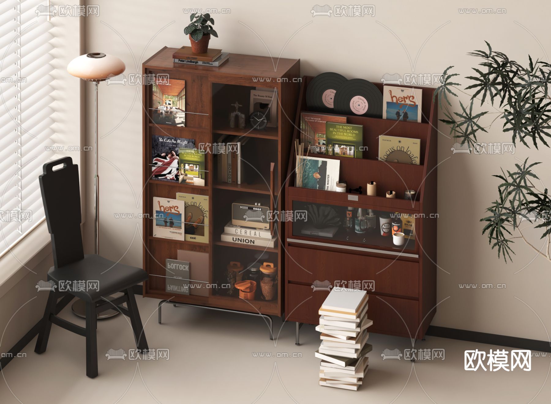 中古风装饰柜 置物柜su模型下载（渲染图2）