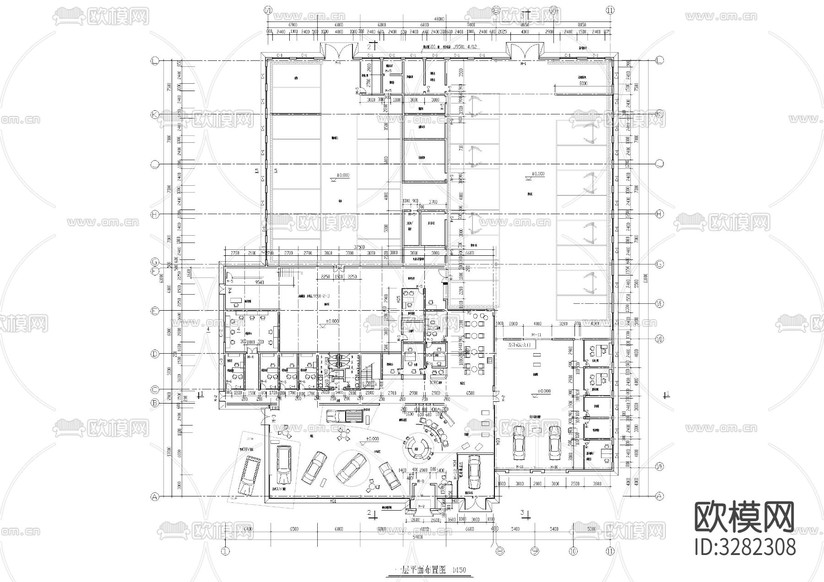 福特4S店展廳建筑cad施工圖下載(渲染圖1)