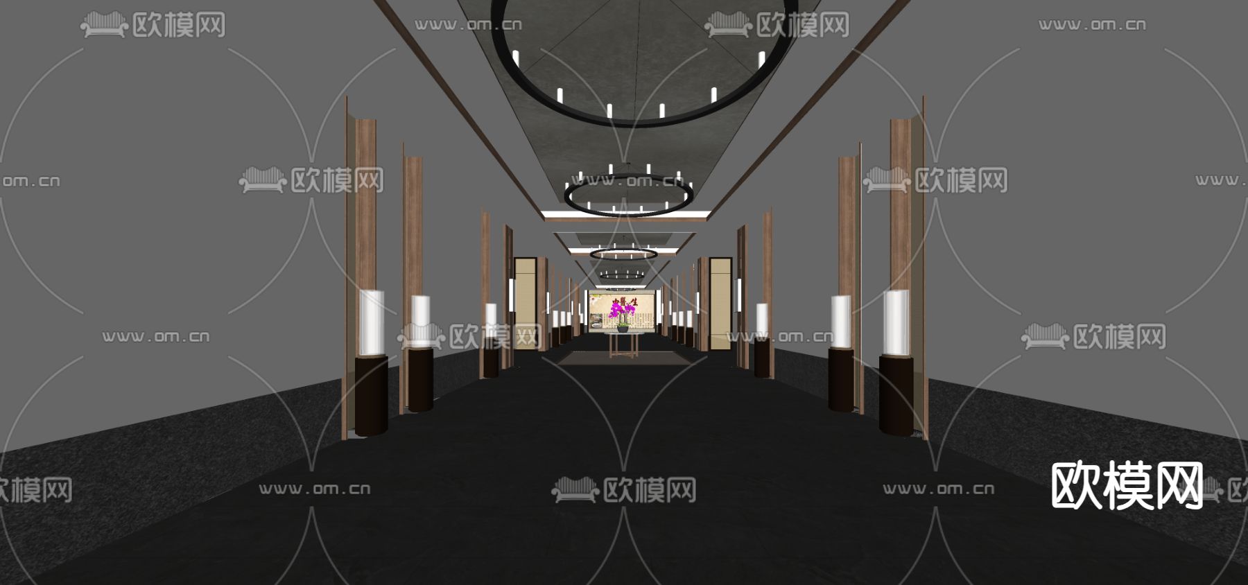 新中式足疗房 大厅su模型下载（渲染图1）