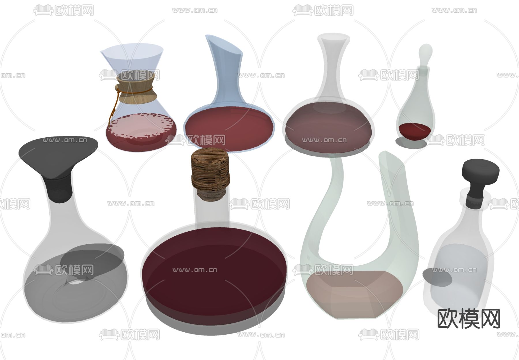 红酒 玻璃醒酒器su模型下载