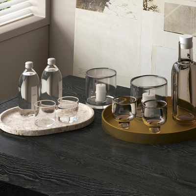  水杯 杯具 玻璃杯 柠檬水杯子su模型 