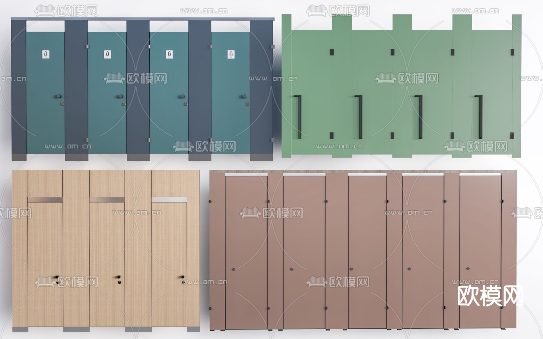 公共卫生间 公共厕所 卫生间隔间su模型下载（渲染图1）