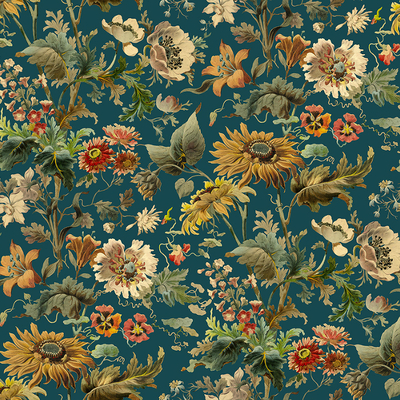  绿色花艺壁纸墙布 