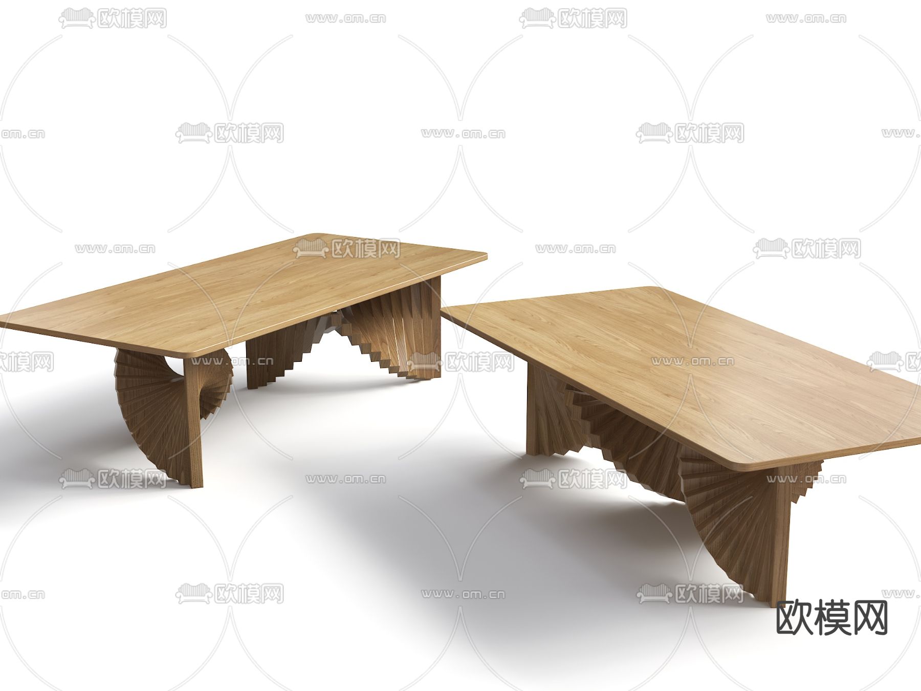 实木茶几 异形茶几su模型下载（渲染图1）