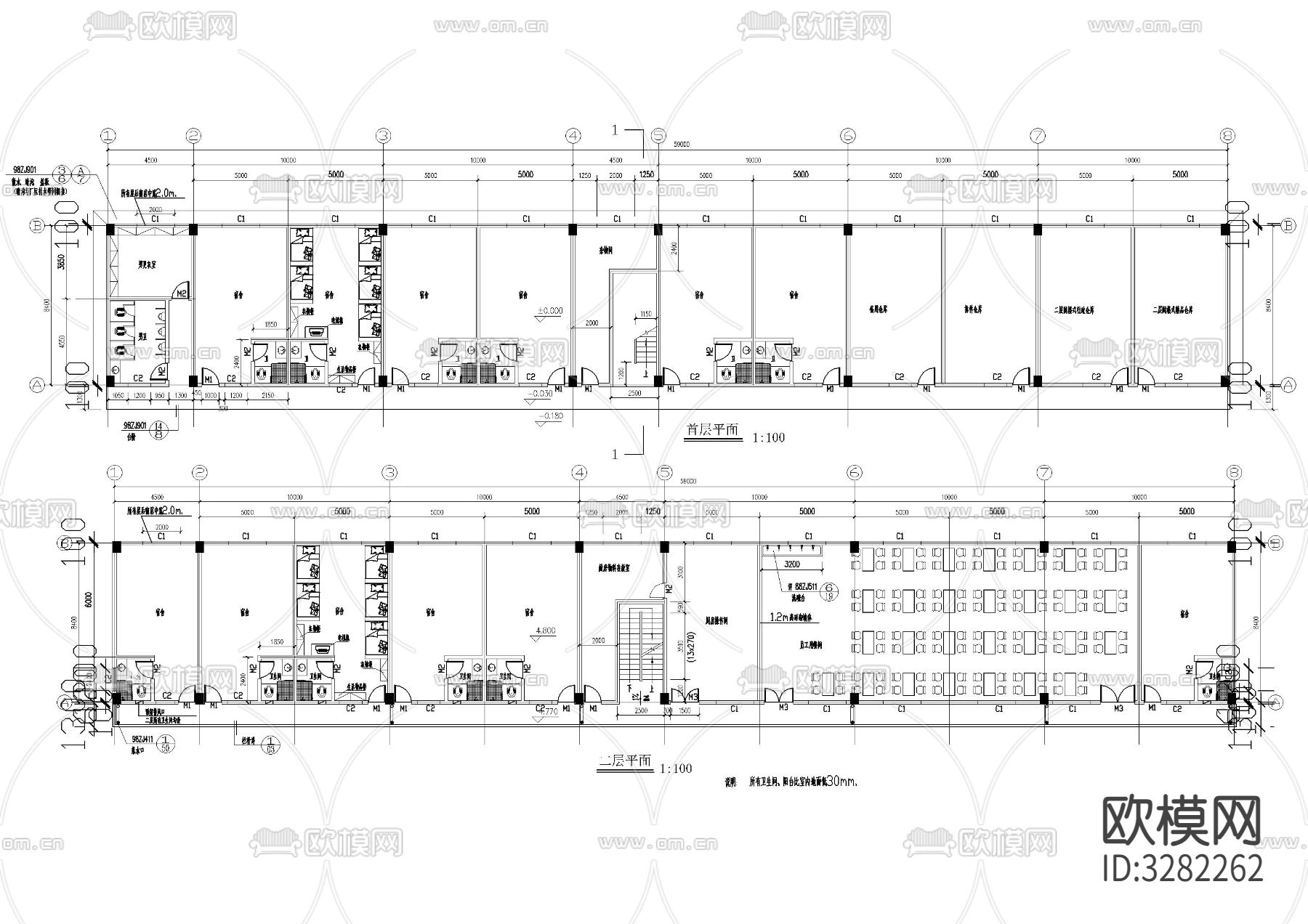 本田4S店cad平面图下载（渲染图5）