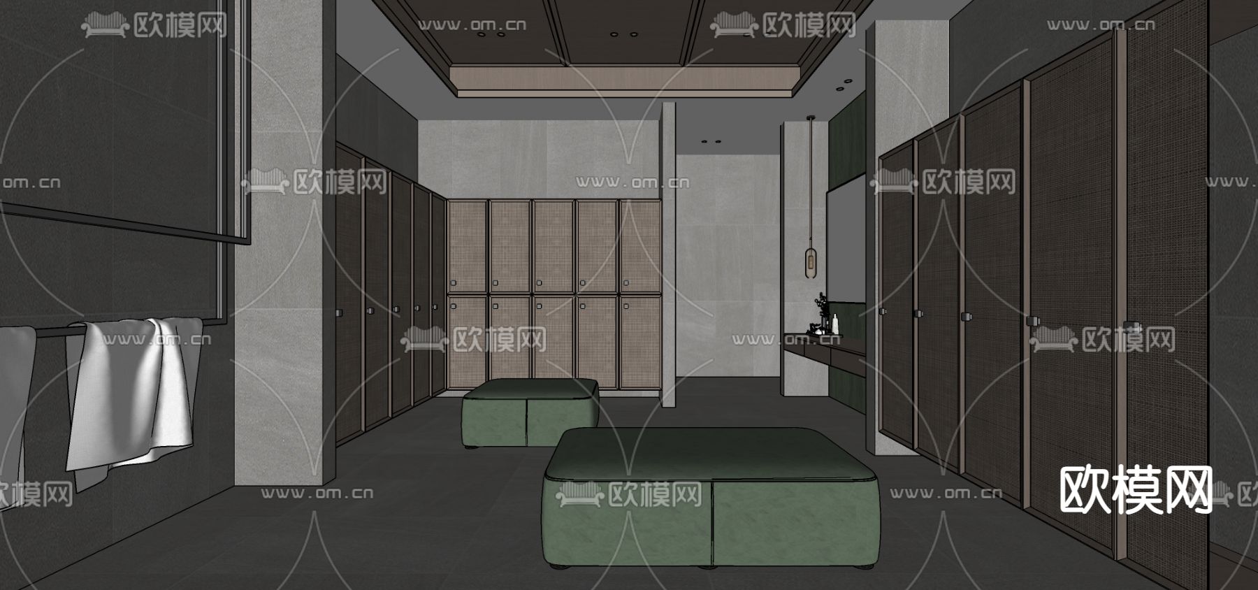 现代洗浴换衣间su模型下载（渲染图1）