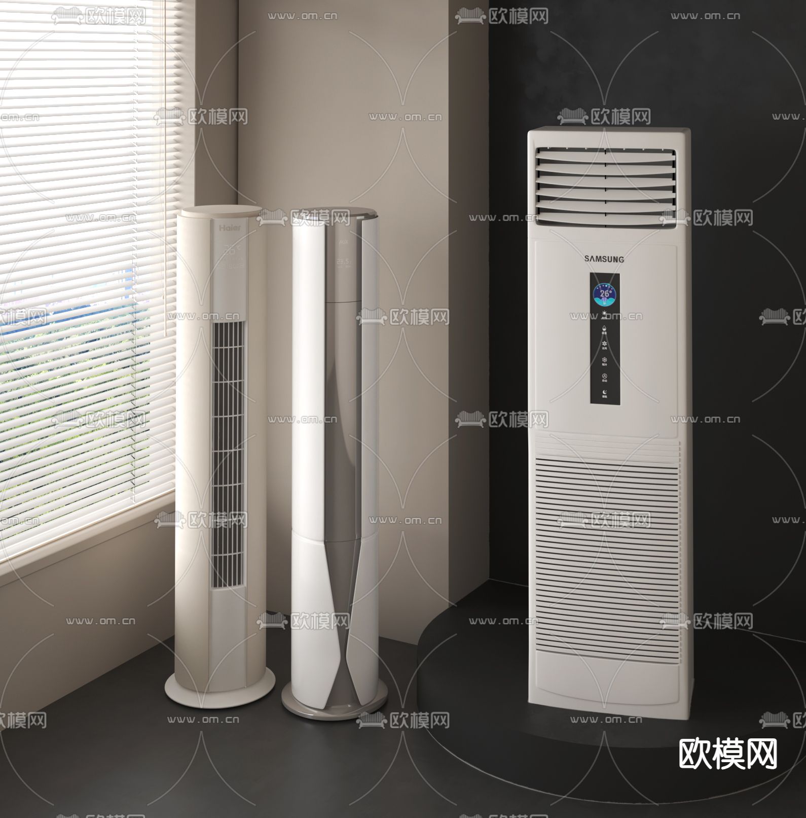 立式空调su模型下载（渲染图2）