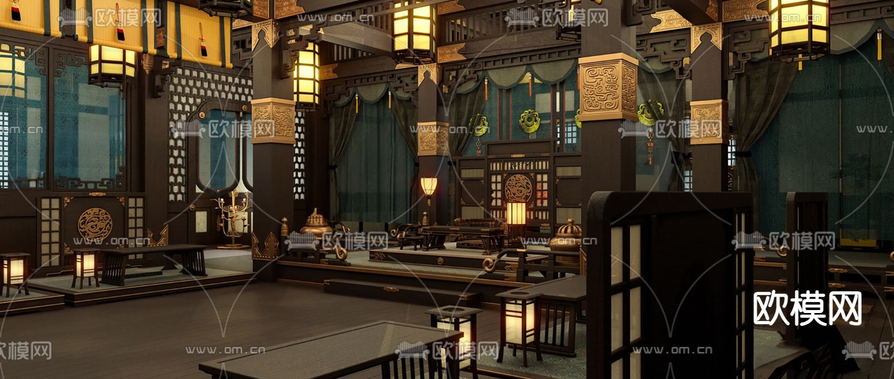 中式王爷府su模型下载（渲染图2）