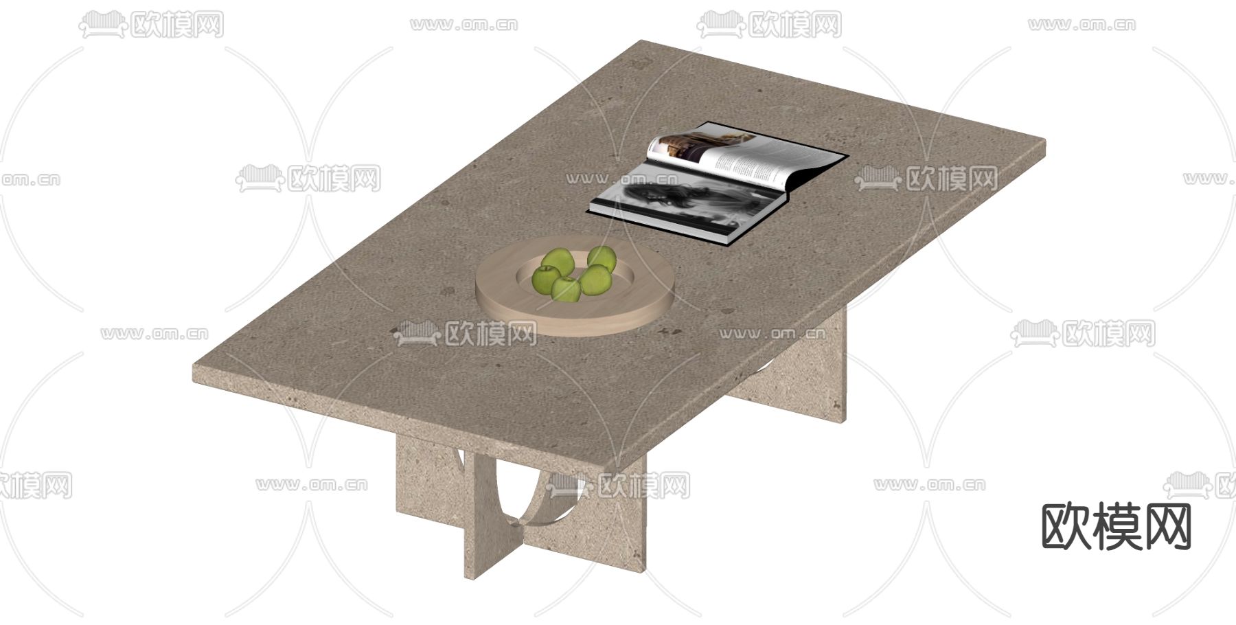 侘寂风茶几su模型下载（渲染图2）