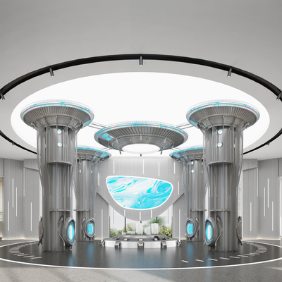  赛博朋克 售楼处 洽谈区su模型 