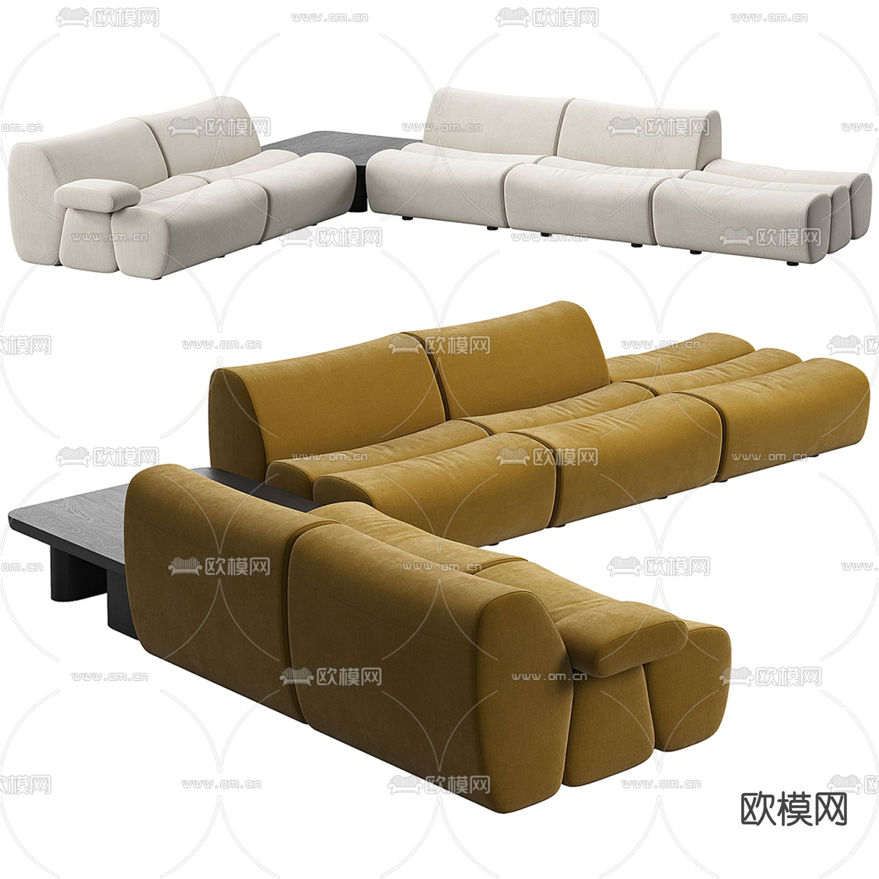 意大利 Poliform 多人沙发3d模型下载（渲染图2）