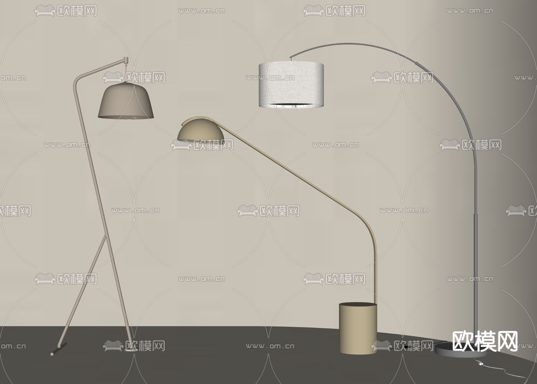 现代落地灯su模型下载（渲染图1）