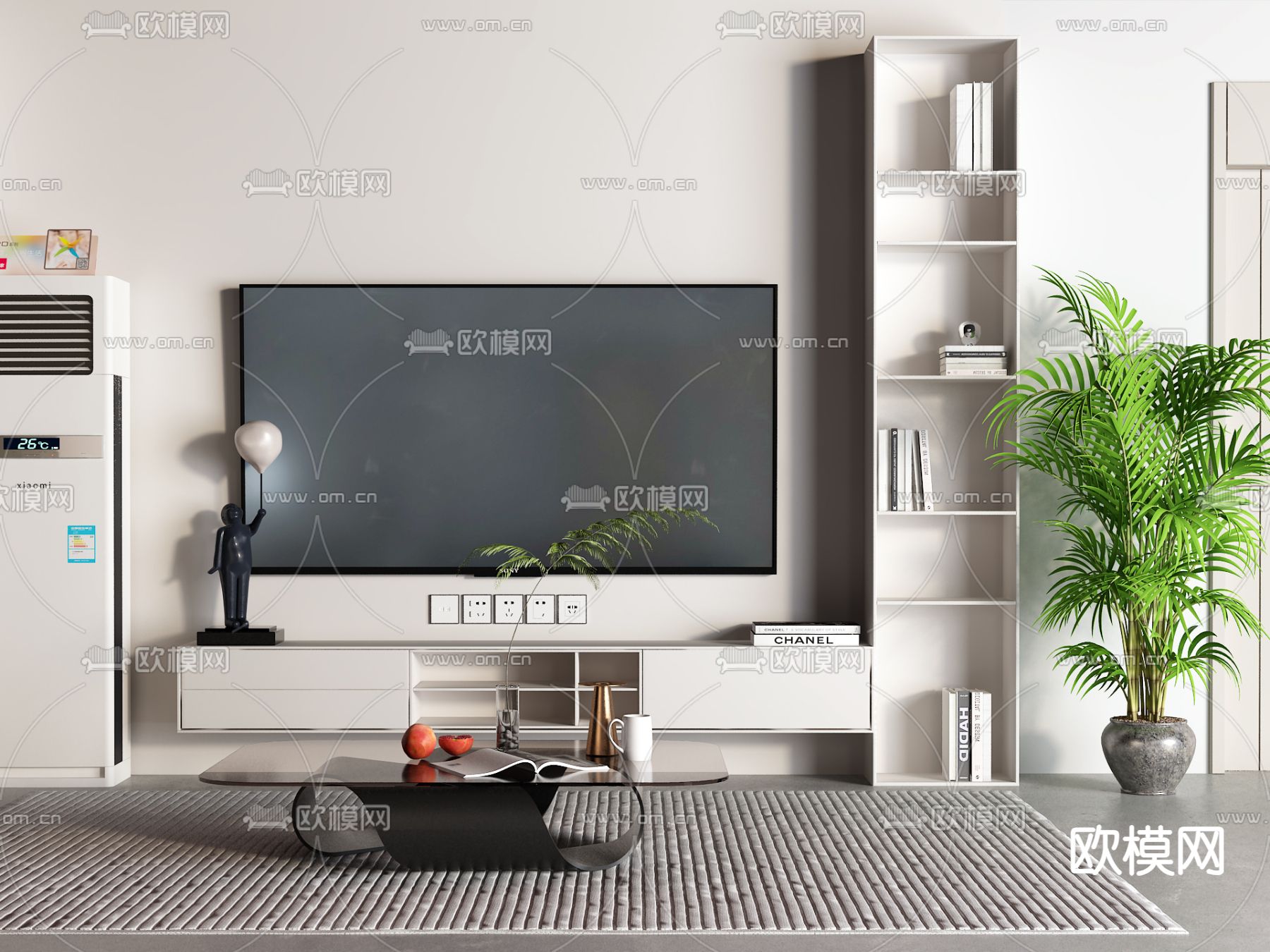 现代电视柜 边柜3d模型下载