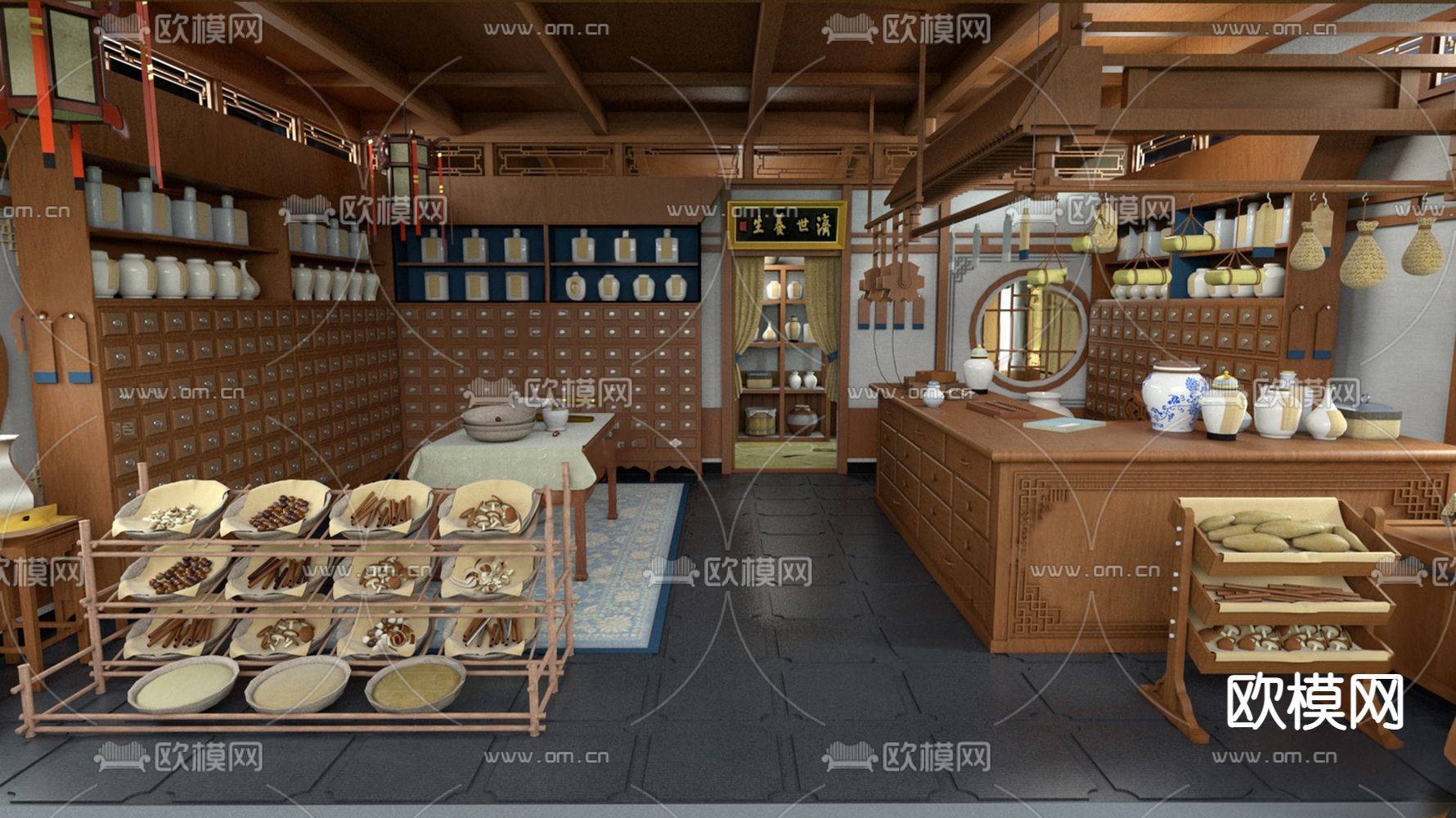 中式药铺su模型下载（渲染图3）