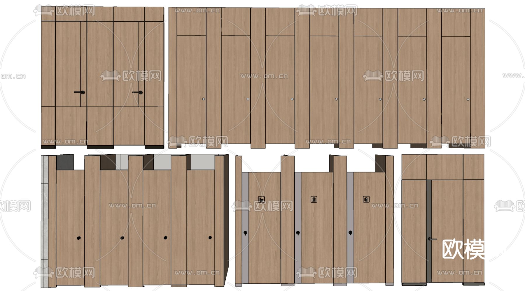 公共卫生间隔板 公共厕所 卫生间隔间su模型下载（渲染图2）