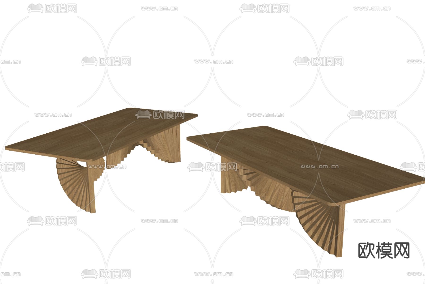 实木茶几 异形茶几su模型下载（渲染图2）