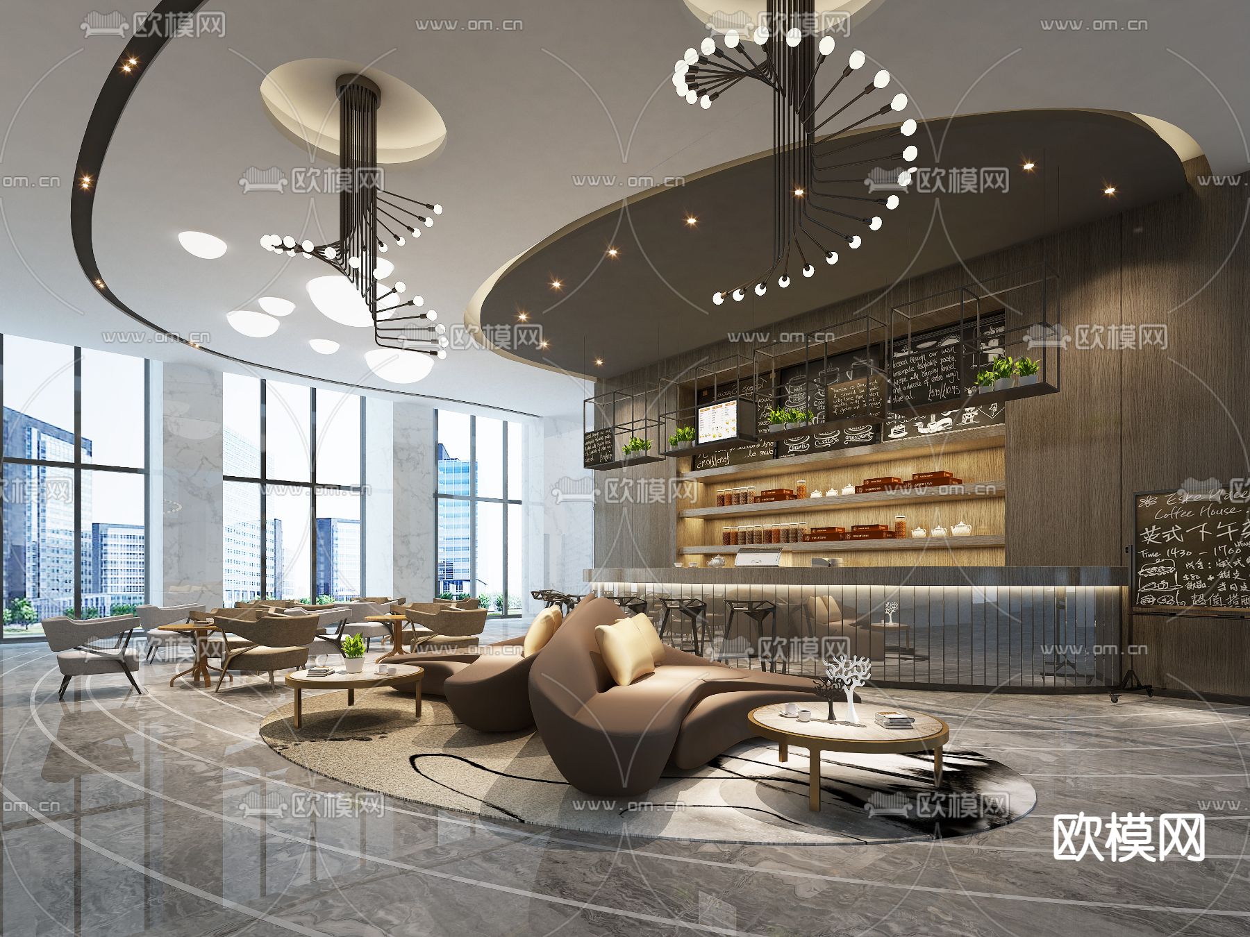 咖啡区 咖啡厅3d模型下载