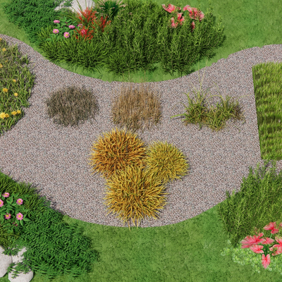  草坪 草皮植被 景观草花境su模型 