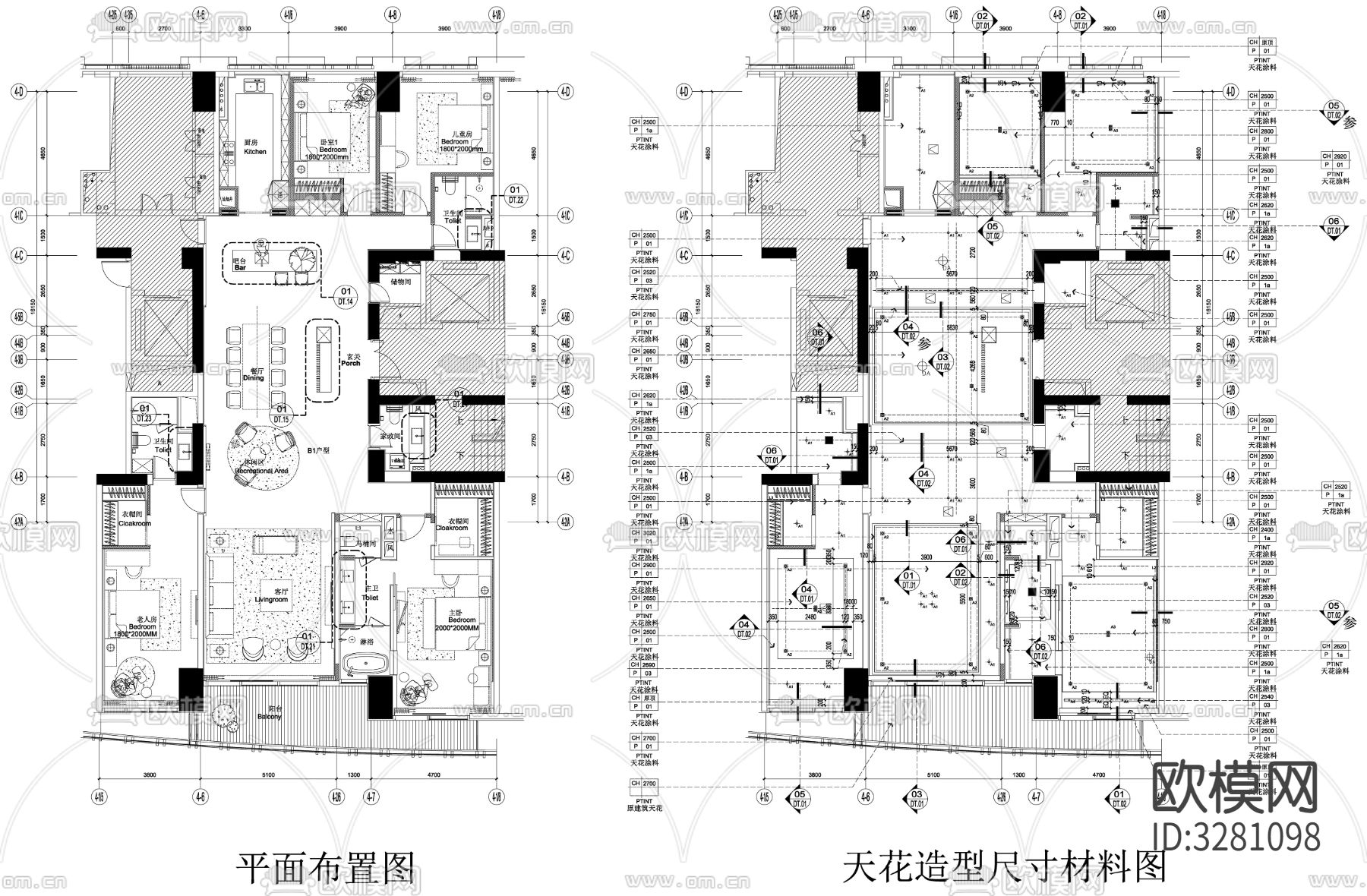 家具强电弱电给排水插座空调cad施工图下载（渲染图5）
