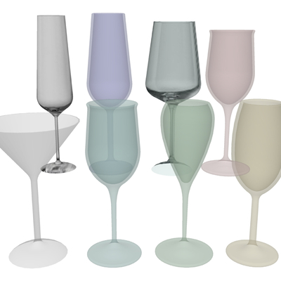  玻璃红酒杯 香槟酒杯su模型 