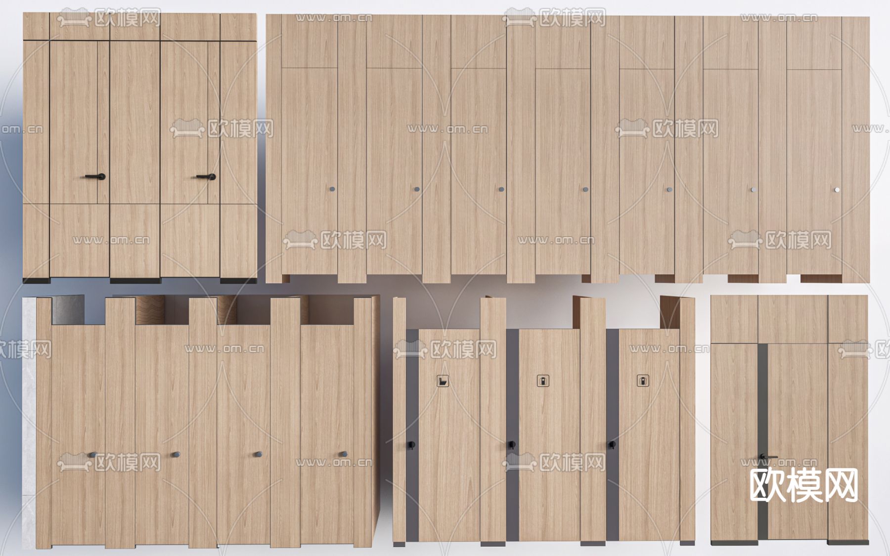 公共卫生间隔板 公共厕所 卫生间隔间su模型下载（渲染图1）