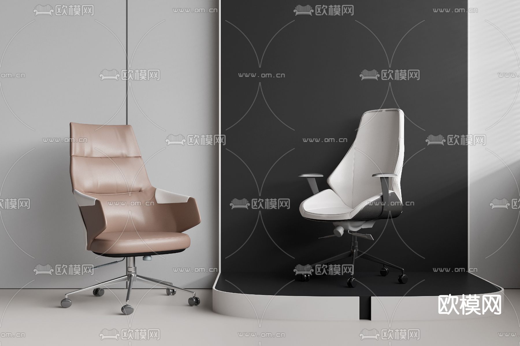 转椅 大班椅 升降办公椅su模型下载（渲染图1）