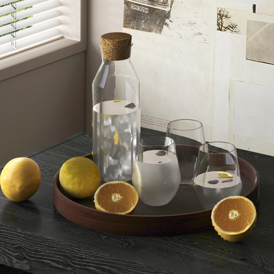  水杯 杯具 玻璃杯 柠檬水杯子su模型 