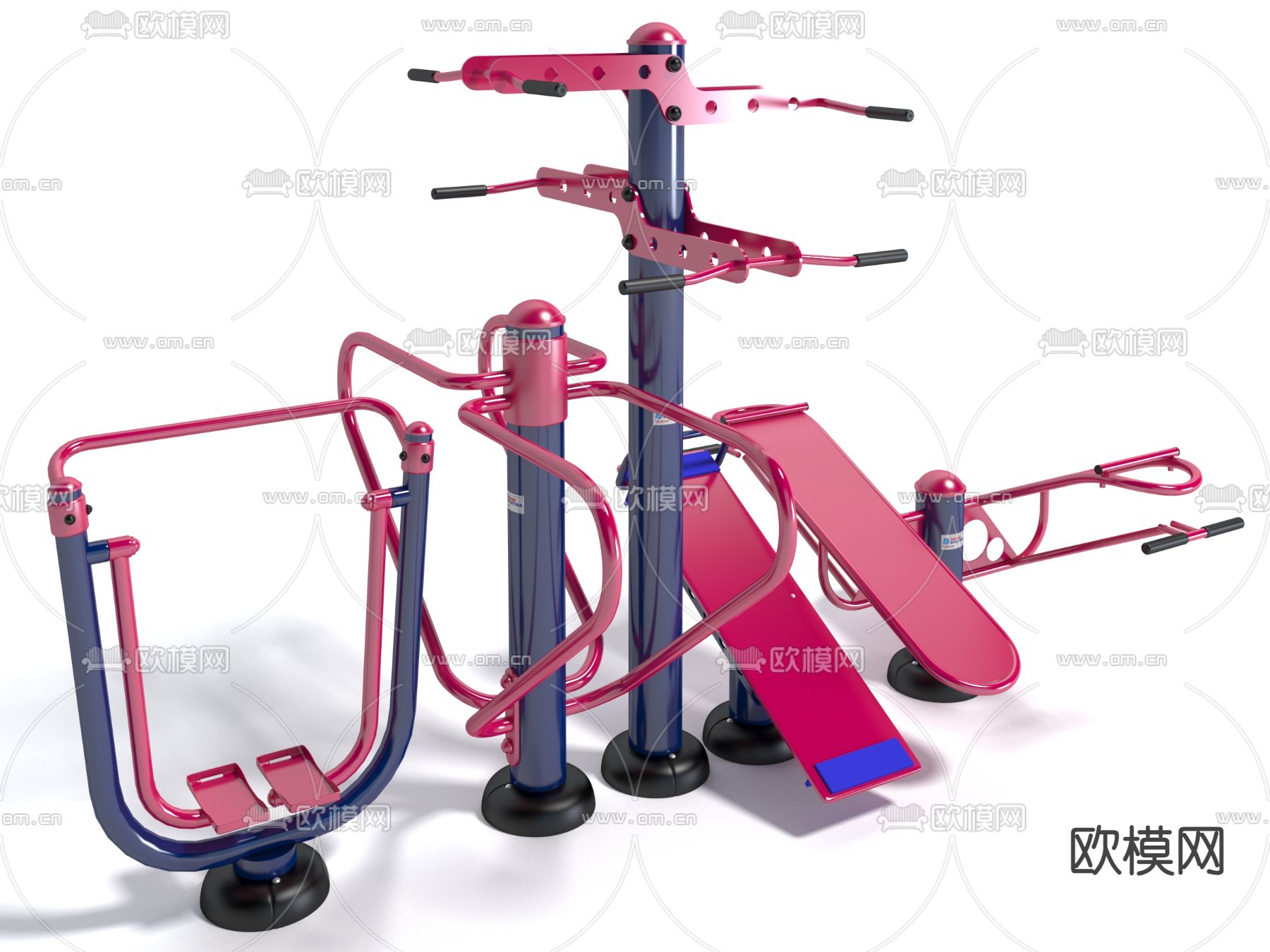 户外健身 锻炼器材3d模型下载（渲染图1）