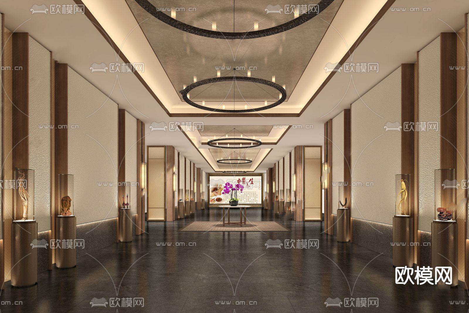 新中式足疗房 大厅su模型下载（渲染图2）