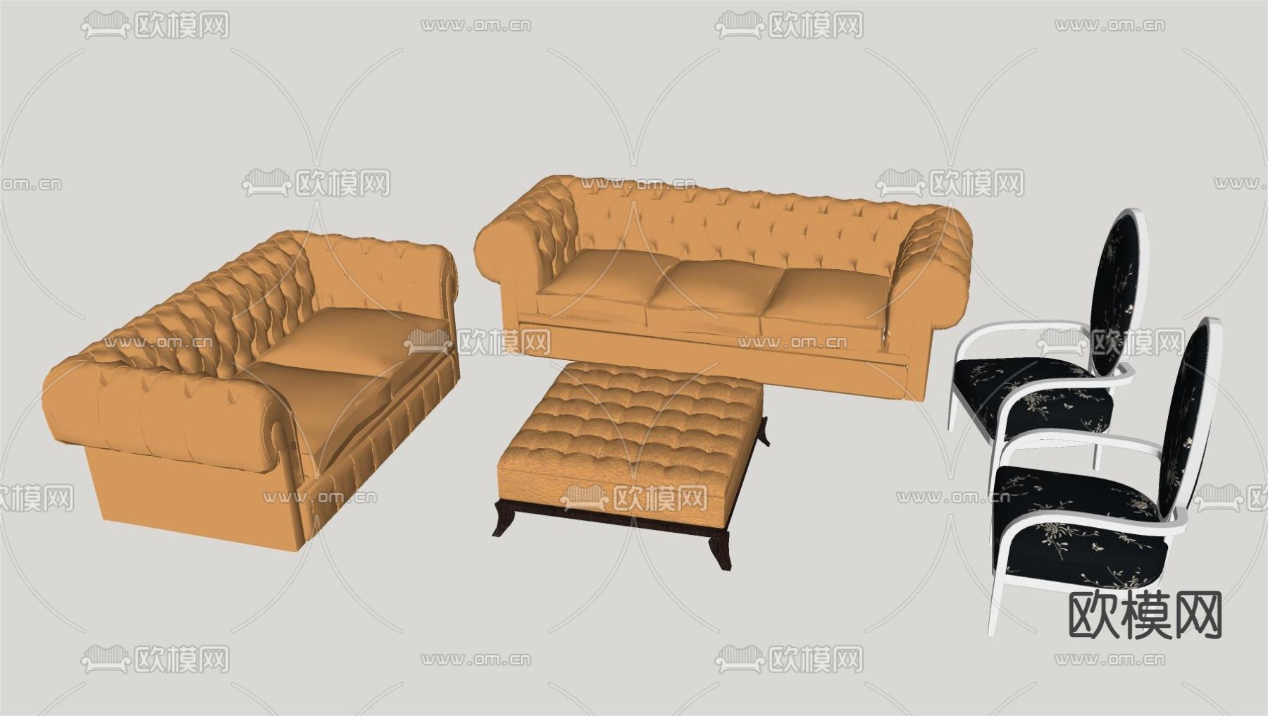 欧式组合沙发su模型下载（渲染图1）