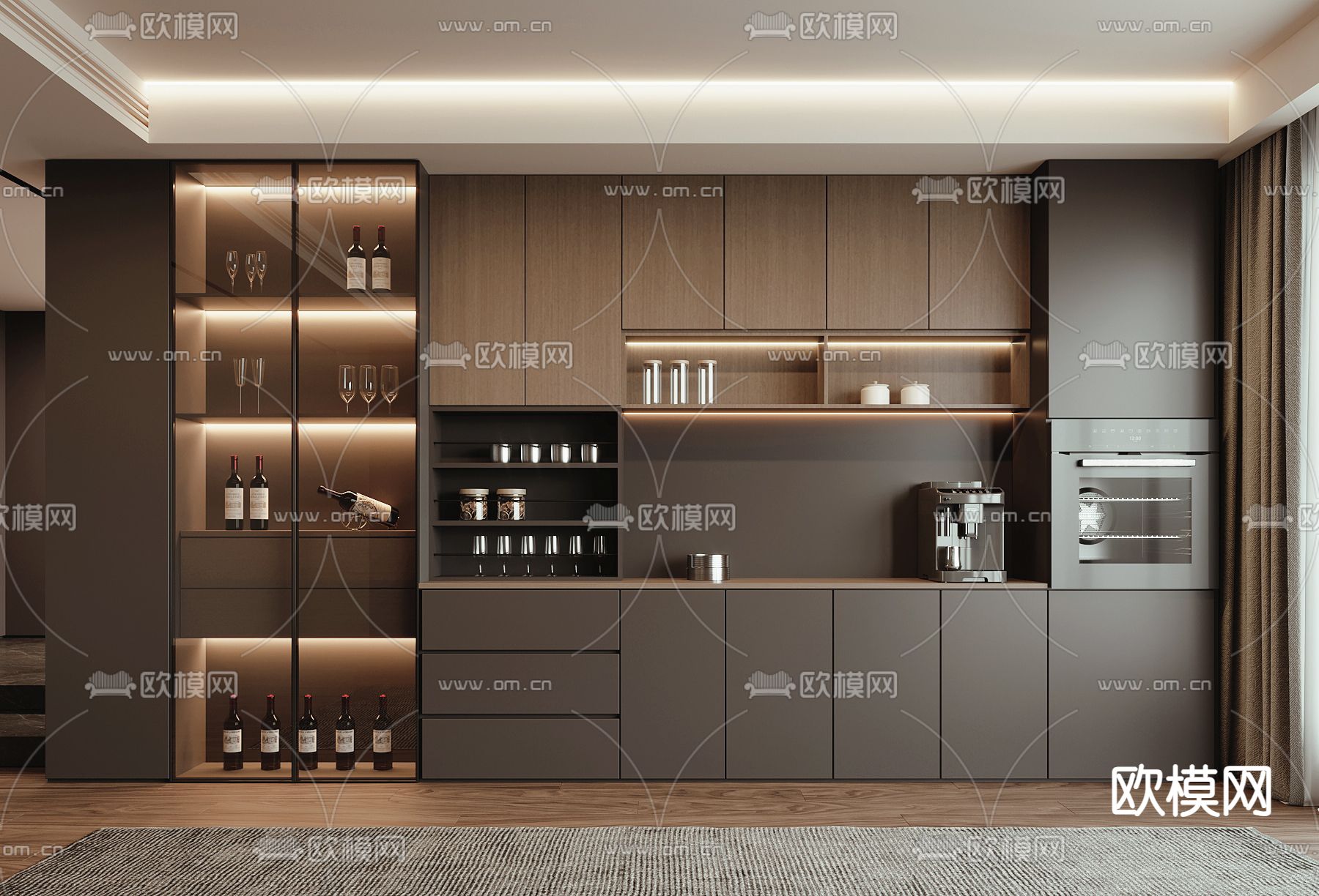 现代酒柜 餐边柜3d模型下载