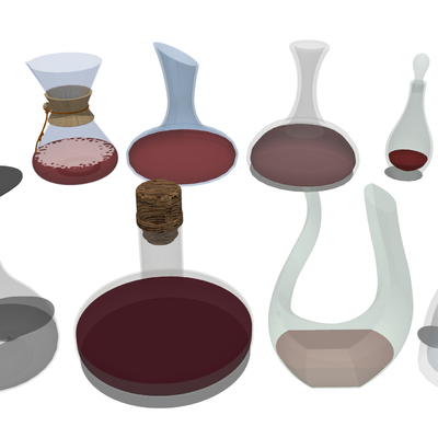  红酒 玻璃醒酒器su模型 