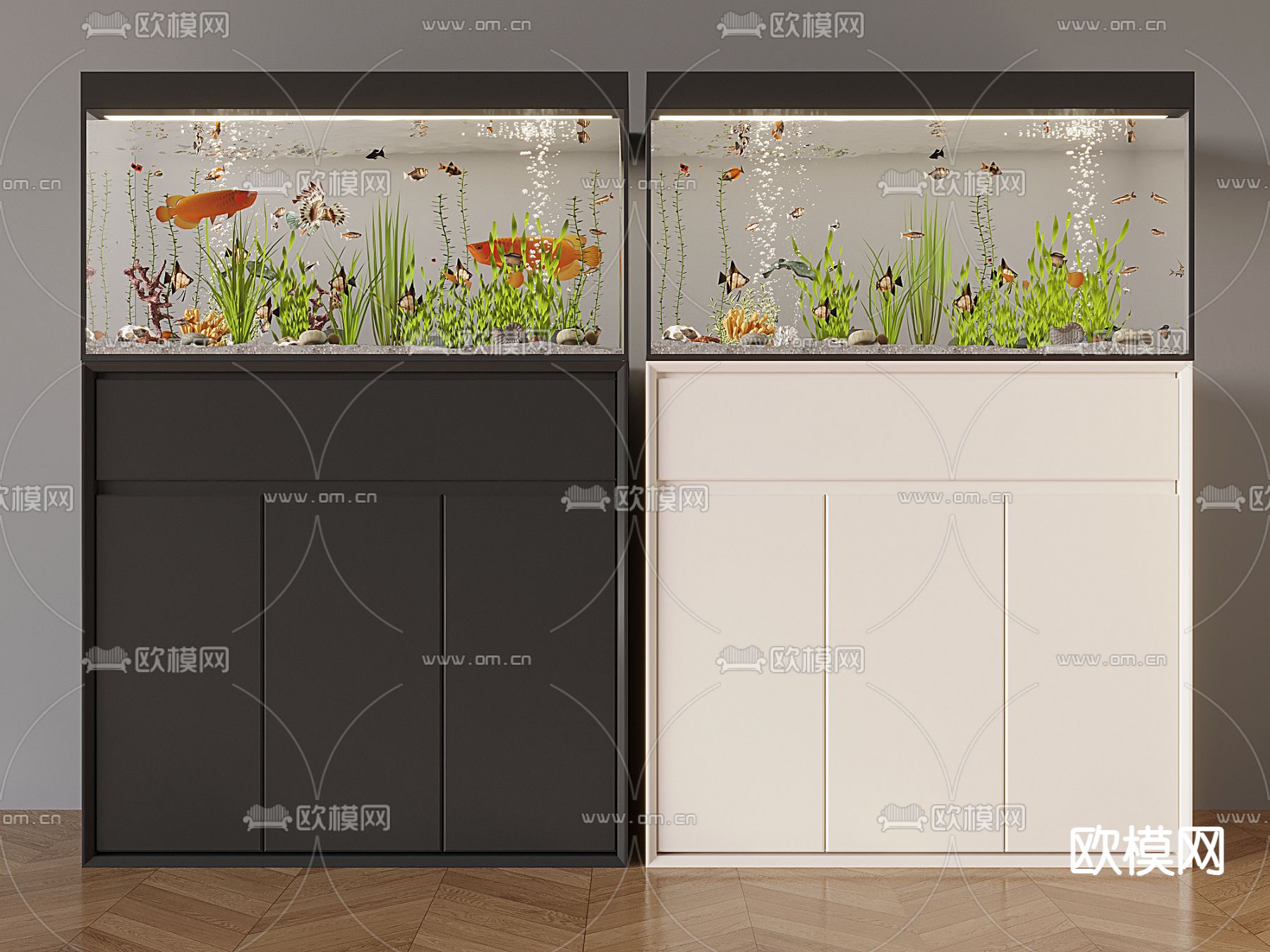 观赏鱼缸 水族箱su模型下载（渲染图1）