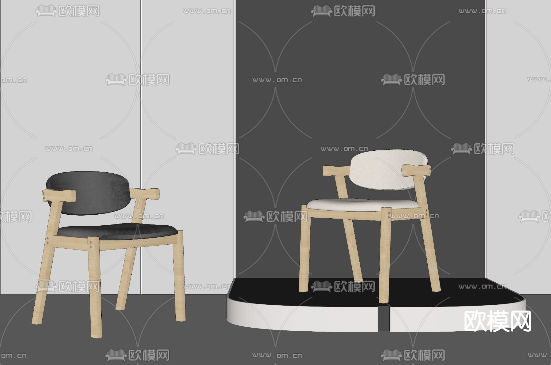 北欧椅子 餐椅su模型下载（渲染图2）