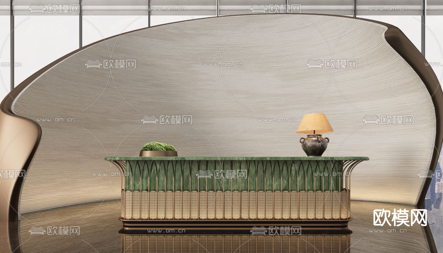 CCD 轻奢前台 接待台 服务台3d模型下载