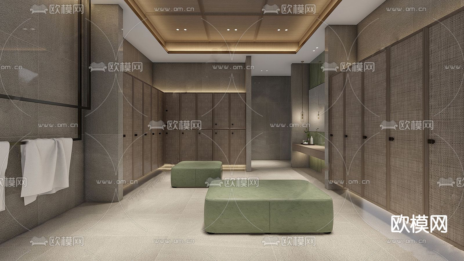 现代洗浴换衣间su模型下载（渲染图2）