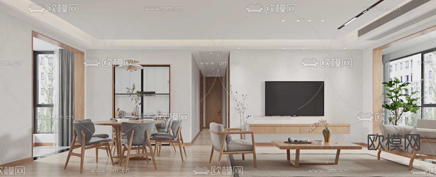 日式客餐厅3d模型下载（渲染图2）