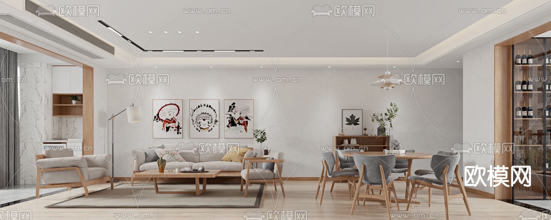 日式客餐厅3d模型下载（渲染图1）